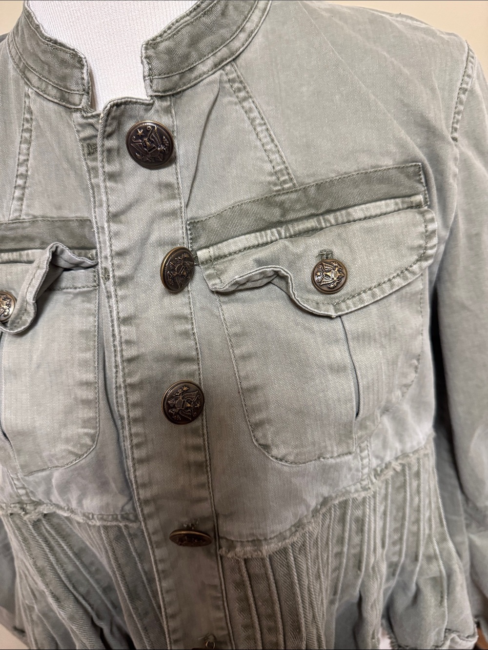 Free People Olive/Green Cassidy Jacket Size M pre-owned - Picture 4 of 7